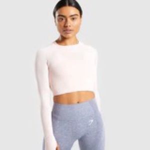 Gymshark Vital Long Sleeve Crop Top - Blush Nude Marl